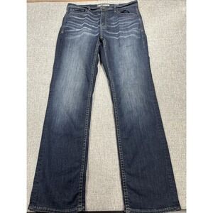 BKE Tyler Straight Jeans Men 34x33 Blue Stretch Denim Buckle Dark Wash Western